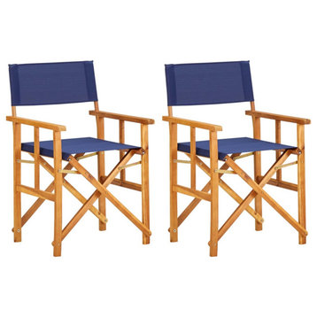 Vidaxl Director's Chairs, Set of 2, Solid Acacia Wood Blue