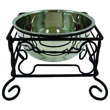 5" Wrought Iron Stand With Single Stainless Steel Feeder Bowl