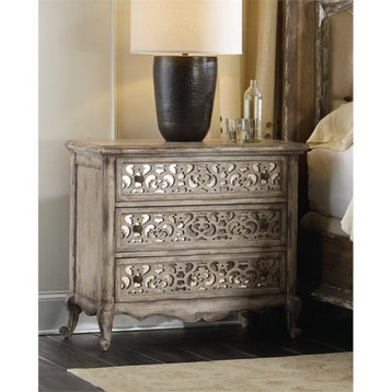 Hooker Furniture Chatelet 3 Drawer Fretwork Nightstand in Caramel Froth