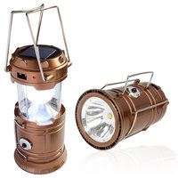 Solar Powered Camping Lantern, Solar LED Camp Light & Handheld Flashlight, Gold