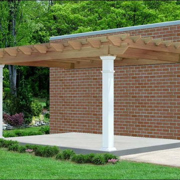 Rough Cut Cedar Wall Mounted Oasis Pergola