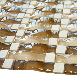 Coffe Brown 3D Sea Wave Glass Mosaic Tiles - Home Accessories & Decor