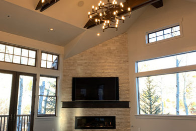 Example of a trendy living room design in Denver