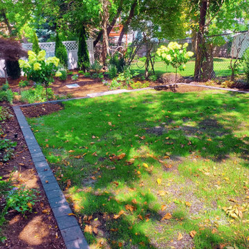 Shady back yard in Jamaica Plain