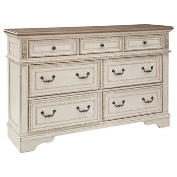 Ashley Realyn 7 Drawer Dresser in Chipped White and Brown