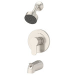 Symmons Industries - Identity Single Handle Tub and Shower Faucet Trim, 1.5 gpm, Satin Nickel - The Symmons Identity Collection brings a timeless touch to modern décor. This Identity tub and shower trim kit is plated in an abrasion resistant finish and is designed to last a lifetime. This single handle trim kit includes a shower arm, low flow showerhead, diverter tub spout, escutcheon, and an ADA compliant lever handle. The single mode showerhead is WaterSense certified and has a low flow rate of 1.5 GPM, conserving water and saving you money on your water bill without affecting the shower's performance. Like all Symmons products, this Identity trim kit is backed by a limited lifetime consumer warranty and 10 year commercial warranty.