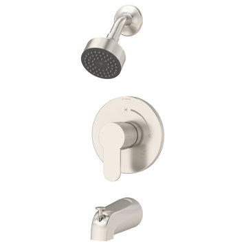 Identity Single Handle Tub and Shower Faucet Trim, 1.5 gpm, Satin Nickel
