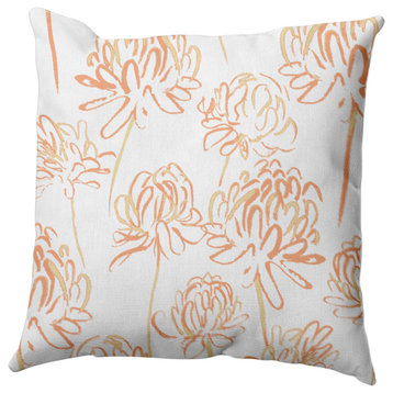 Blossom Bouquet Pillow, Orange, 18"x18"