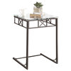 Monarch Specialties Black Metal Snack Table With a Tempered Glass Top