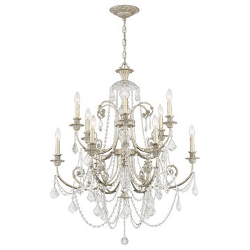 Crystorama 5119-OS-CL-MWP 12 Light Chandelier in Olde Silver