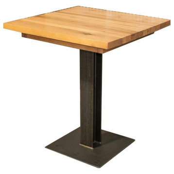 30x30 Reclaimed Wood Counter Height Table, Metal Pedestal Base, Restaurant Grade