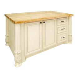 Antique-White Pre-Manufactured Islands - Kitchen Islands And Kitchen Carts