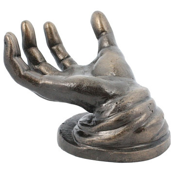 Cast Iron Open Hand Sculpture, Book Holder Statue Black Bronze