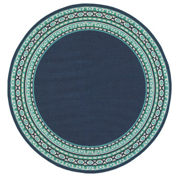 Oriental Weavers Meridian Navy/Green Border Indoor/Outdoor Rug 7'10" RND