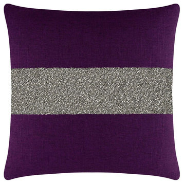 Sparkles Home Luminous Rhinestone Stripe Pillow, 16",  Purple, Charcoal