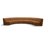 Meridian Furniture - Infinity Channel Tufted Velvet Modular Chair, Saddle, 6 Piece - Create a seating group that works for every possible situation with this Infinity modular 6-piece sectional and other pieces in the Infinity collection. Upholstered in soft Saddle velvet material that feels great against the skin and offers long-wearing beauty, this piece fits with other Infinity items for an infinite number of combinations that get your seating requirements just right but that look just as nice when used on their own.