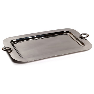 Ollie Polished Brass Serving Tray, 26.75" x 16"