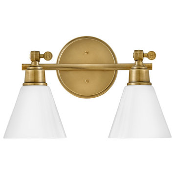 Hinkley Arti 10" Small Adjustable Two Light Vanity, Heritage Brass