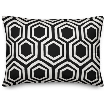 Black and White Honeycomb 14x20 Lumbar Pillow