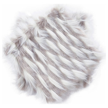Feathery Faux Fur Pillow Cover 2 Piece Set, Grey, 14" X 26"