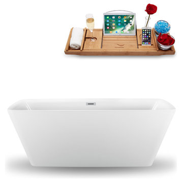 59" Streamline Freestanding Tub and Tray With Internal Drain