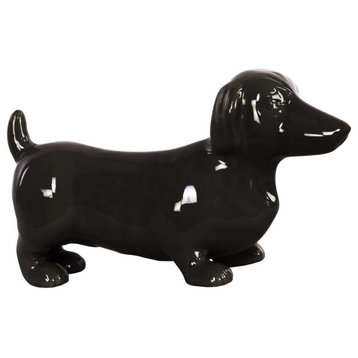 Ceramic Standing Dachshund Dog Figurine, Black