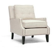 Baxton Studio Norwich Beige Linen Modern Lounge Chair
