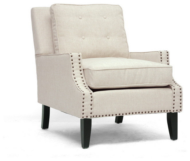 Baxton Studio Norwich Beige Linen Modern Lounge Chair