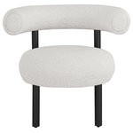 Meridian Furniture - Bordeaux Boucle Fabric Upholstered Accent Chair, Cream, Matte Black Finish - Get comfortable in this Bordeaux boucle fabric accent chair. This curvy chair features a back that hugs and provides support to your back while you hang out and get cozy. The soft cream boucle fabric is soft to the touch, providing a welcoming spot for you to relax and unwind. A black matte finish on the iron legs gives this chair a touch of modish charm.
