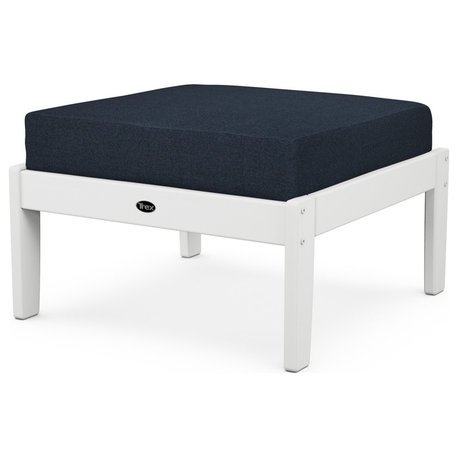 Trex Outdoor Yacht Club Deep Seating Ottoman, Classic White/Marine Indigo