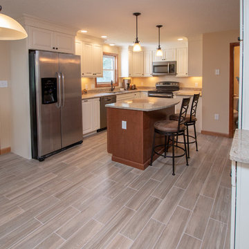 Transitional Crema & Sumatra Kitchen Remodel w/ Anatolia vintage wood floor
