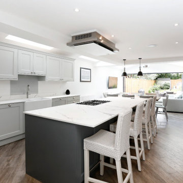 Navy and Light Grey Beaded Shaker Kitchen in Forest Hill