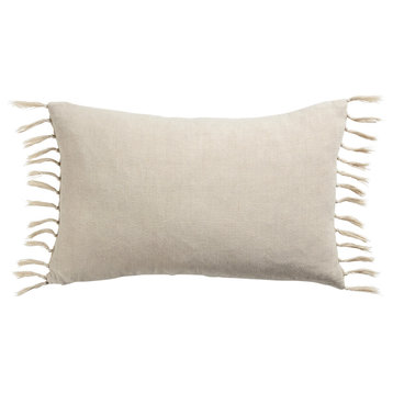 Jaipur Living Majere Solid Light Gray Poly Fill Pillow 13"X21" Lumbar