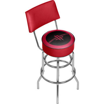 Bar Stool - Houston Rockets Logo Stool with Foam Padded Seat and Back