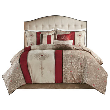 Madison Park Jacquard-Pieced 7-Piece Comforter Set With Embroidery, Queen