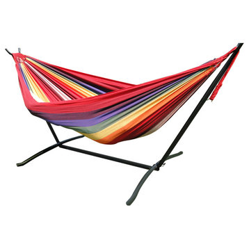 Brazilian Double Hammock with Universal Stand, Hot Colors