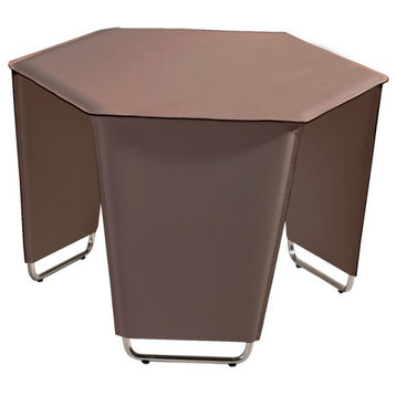 End table Leather upholstry with chrome legs Taupe