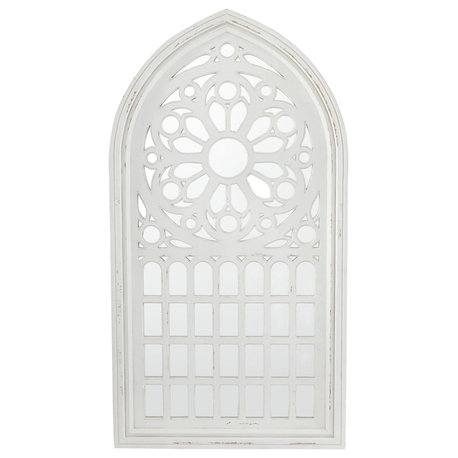 Vintage White Wood Wall Mirror 562956