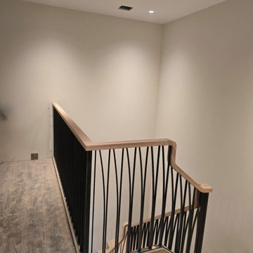 Modern Wood Staircase with Black Metal Balusters – Brooklyn, NY