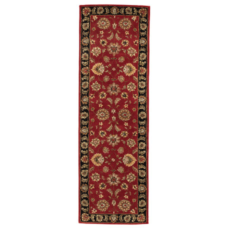 Jaipur Living Anthea Handmade Floral Red/ Black Runner Rug, 2'6"X10'