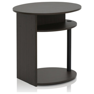 JAYA Simple Design Oval End Table, Walnut