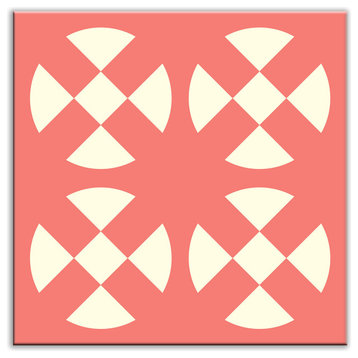 6"x6" Folksy Love Satin Decorative Tile, Hot Plates Pink