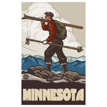 Paul A. Lanquist Minnesota Skier Carrying Skis Art Print, 30"x45"