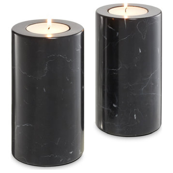 Black Marble Candle Holders (2) | Eichholtz Tobor M