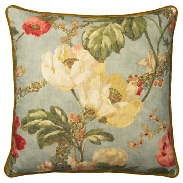 Floral Cotton Cushion, Andrew Martin Peony, Summer Sky