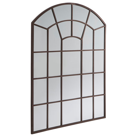 Gisette Metal Arched Windowpane Wall Mirror