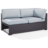 Crosley Furniture Biscayne Rattan & Fabric Patio Loveseat in Brown and Mist Blue