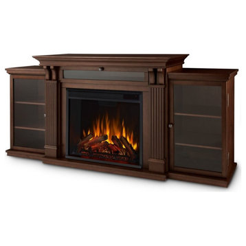 Bowery Hill Traditional Wood Fireplace TV Stand for TVs up to 67" in Espresso
