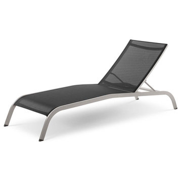Modern Outdoor Patio Balcony Furniture Lounge Lounge Chair, Aluminum, Black