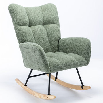Faux Teddy Fabric Rocking Chair, Green